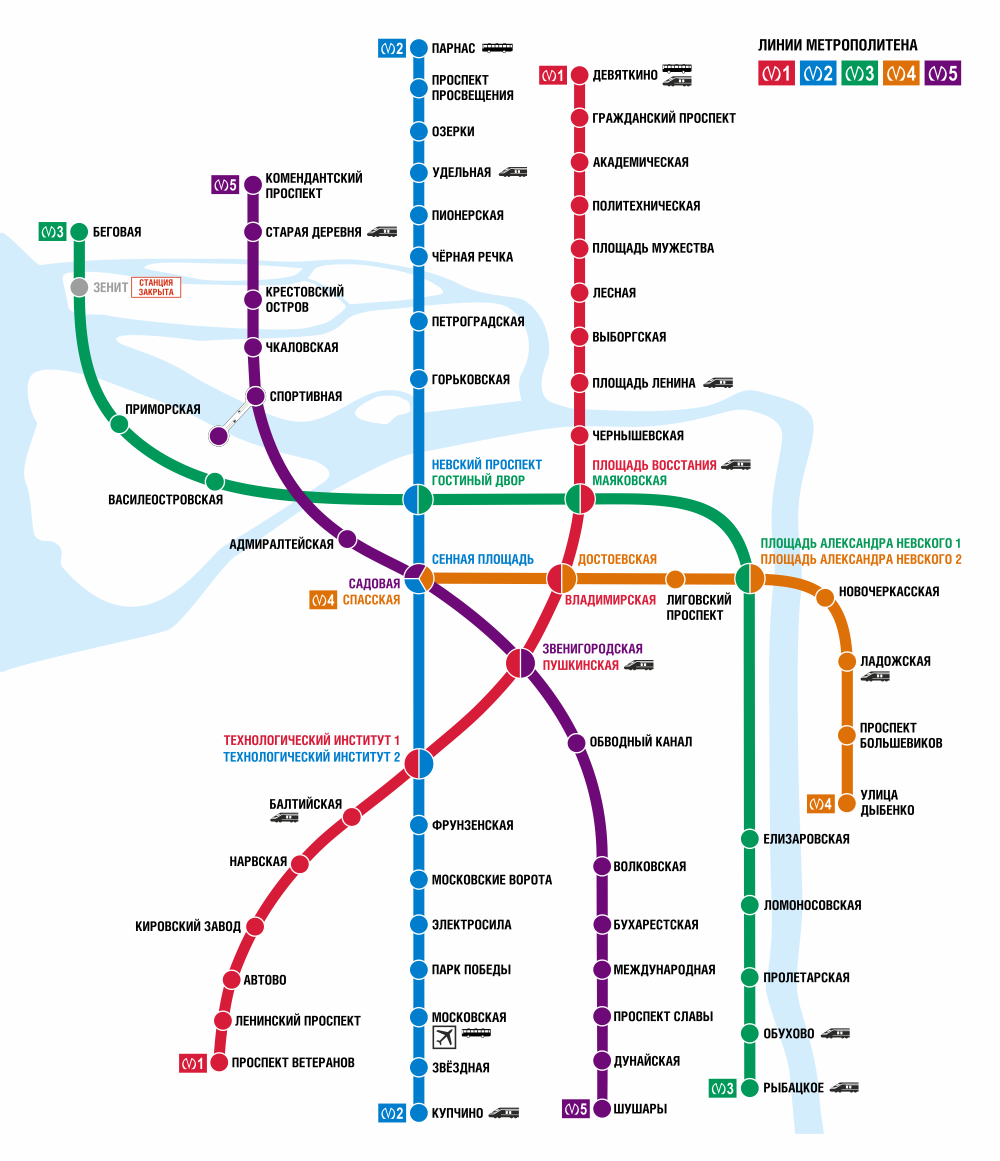 Интерактивная карта метрополитена Санкт-Петербурга